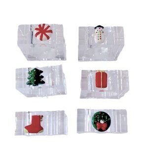 Christmas Holiday Festive Acrylic Square Napkin Rings 1.5" x 1.5" Set of 6
